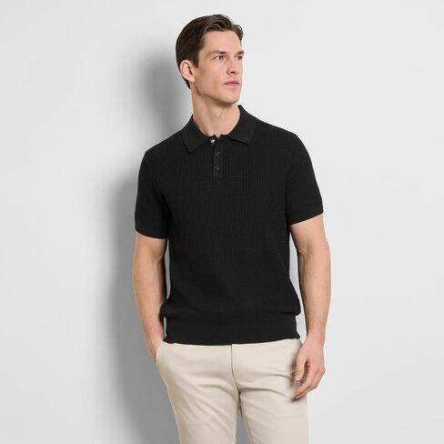 Van Heusen Men's Short Sleeve Temp Control Polo Sweater Shirt, Regular Fit Button & Snap Closure, Cooling Fabric in Saudi Arabia