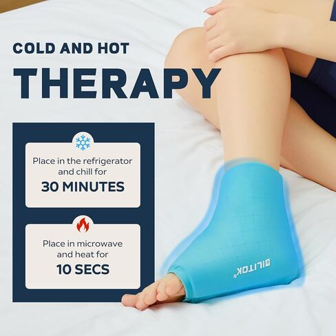 غلاف جليدي في الكاحل القابل لإعادة الاستخدام للإصابات ، وعلاج الضغط البارد لالتهاب الأوتار أخيل ، والتهاب اللفافة الأخمصية ، والتورم ، والتواء ، وتخفيف الألم (الأسود) in Kuwait