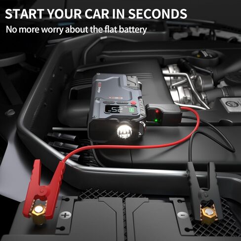 9000A Car Battery Charger Jump Starter with Air Compressor, 150PSI Tire Inflator Air Pump(All Gas/16L Diesel),12V Jump Box Car Battery with Smart Jumper Cables, LCD Display, Portable Power Pack in Saudi Arabia