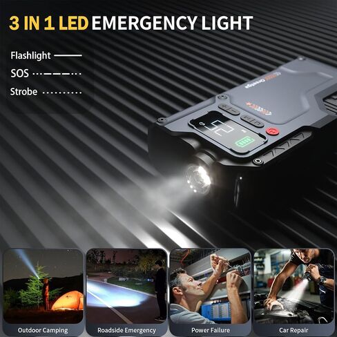9000A Car Battery Charger Jump Starter with Air Compressor, 150PSI Tire Inflator Air Pump(All Gas/16L Diesel),12V Jump Box Car Battery with Smart Jumper Cables, LCD Display, Portable Power Pack in Saudi Arabia