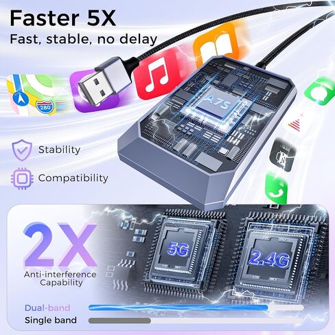 Wireless Carplay Adapter, Converts Wired to Wireless carplay Adapter for iPhone, Wireless Control Plug & Play Carplay for Cars from 2017 & for Apple iPhone iOS 10+ in Saudi Arabia