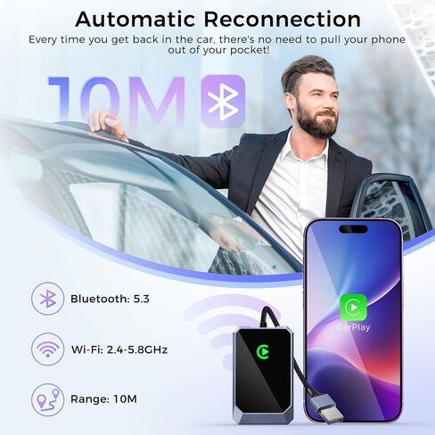 Wireless Carplay Adapter, Converts Wired to Wireless carplay Adapter for iPhone, Wireless Control Plug & Play Carplay for Cars from 2017 & for Apple iPhone iOS 10+ in Saudi Arabia