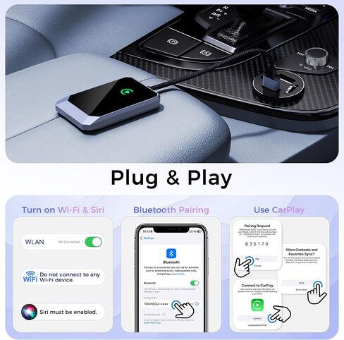 Wireless Carplay Adapter, Converts Wired to Wireless carplay Adapter for iPhone, Wireless Control Plug & Play Carplay for Cars from 2017 & for Apple iPhone iOS 10+ in Saudi Arabia