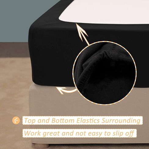 MRS Awesome Stretch Jersey Box Spring Cover Wrap ounds ، Bed Skirt Abeliative ، Fultra Soft & Wrinkle Resistant ، Queen/Queen XL ، Black in Saudi Arabia