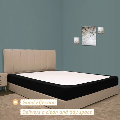 MRS Awesome Stretch Jersey Box Spring Cover Wrap ounds ، Bed Skirt Abeliative ، Fultra Soft & Wrinkle Resistant ، Queen/Queen XL ، Black in Saudi Arabia