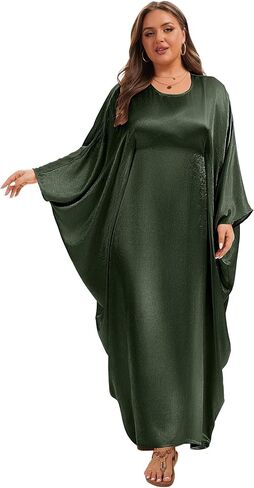 Bsubseach Women Plus Size Kaftan Dresses Moo Moos for Women Swimsuit Cover Up Swimwear Batwing Satin Caftan Beach Dress in Saudi Arabia