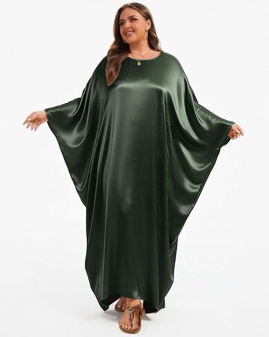 Bsubseach Women Plus Size Kaftan Dresses Moo Moos for Women Swimsuit Cover Up Swimwear Batwing Satin Caftan Beach Dress in Saudi Arabia