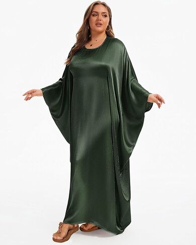 Bsubseach Women Plus Size Kaftan Dresses Moo Moos for Women Swimsuit Cover Up Swimwear Batwing Satin Caftan Beach Dress in Saudi Arabia