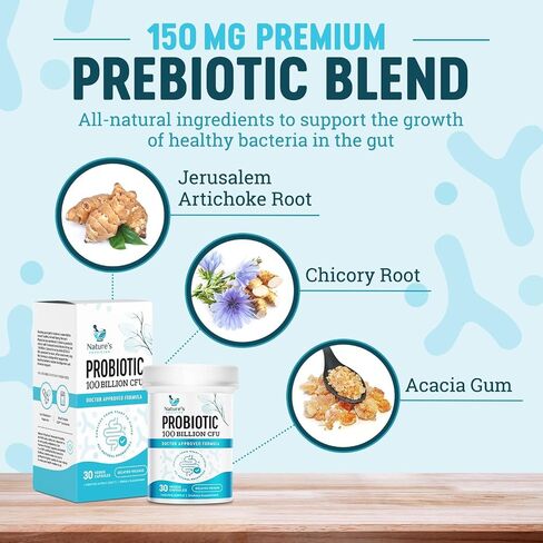 Nature's Physician Probiotics - 100 Billion CFU - 16 Strains + Prebiotics - Best Probiotic Supplement for Women & Men - Supports Immune, Digestive Health, Occasional Constipation & Gas - 60 Capsules in Saudi Arabia