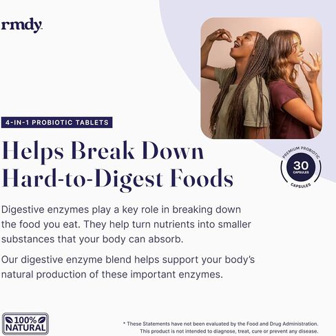 rmdy Constipation, Bloating, & Gas Relief | Relief from Diarrhea, & IBS | Probiotic for Digestive Health & Gut | 30 Capsules in Saudi Arabia