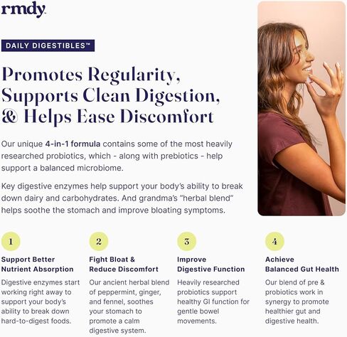 rmdy Constipation, Bloating, & Gas Relief | Relief from Diarrhea, & IBS | Probiotic for Digestive Health & Gut | 30 Capsules in Saudi Arabia