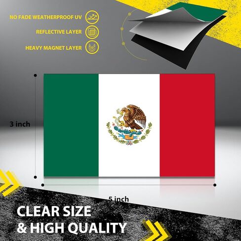 Mexican Flag Car Magnet 3x5 inches, 2 Pack - Mexico Vinyl Magnet with Eagle Emblem for Car Truck SUV, Mailboxes, or Any Other Magnetic Surfacet in Saudi Arabia