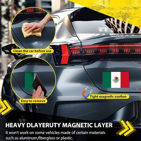 Mexican Flag Car Magnet 3x5 inches, 2 Pack - Mexico Vinyl Magnet with Eagle Emblem for Car Truck SUV, Mailboxes, or Any Other Magnetic Surfacet in Saudi Arabia