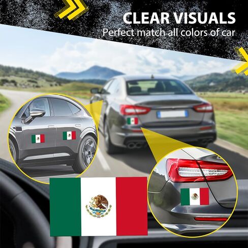 Mexican Flag Car Magnet 3x5 inches, 2 Pack - Mexico Vinyl Magnet with Eagle Emblem for Car Truck SUV, Mailboxes, or Any Other Magnetic Surfacet in Saudi Arabia