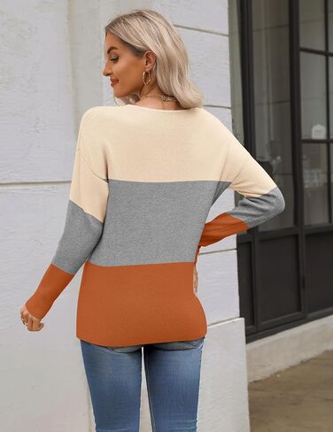 Zeagoo Women's 2025 Fall Suptents Long Sleeve v Neck Rection Pullovers Tops Sweater Sweater in Saudi Arabia