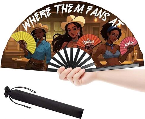 Line Dance Popping Fan, Cowgirl Fan for Line Dancing, Western Hand Fans, Boots On The Ground, Large Festival Folding Fan, 26In (2, Brown) in Saudi Arabia