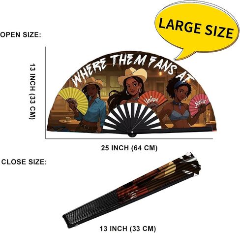 Line Dance Popping Fan, Cowgirl Fan for Line Dancing, Western Hand Fans, Boots On The Ground, Large Festival Folding Fan, 26In (2, Brown) in Saudi Arabia