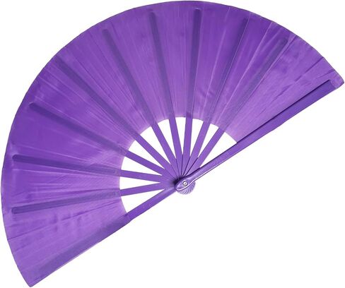 dmjuncong 13inch Large Folding Hand Rave Fan,Clack Handheld Popping Fan Clacking Fans for Line Dancing,Music Festivals,Carnival,Wedding,Home Decoration and Cooling in Various Occasions. (Purple) in Kuwait