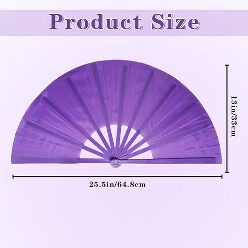 dmjuncong 13inch Large Folding Hand Rave Fan,Clack Handheld Popping Fan Clacking Fans for Line Dancing,Music Festivals,Carnival,Wedding,Home Decoration and Cooling in Various Occasions. (Purple) in Kuwait