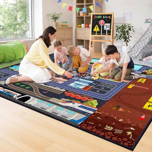 Car Road Kids Rug Carpet Playmat 5x7 - سجاد السيارات للأطفال الأولاد ، أولاد المدينة التعليمية. in Saudi Arabia