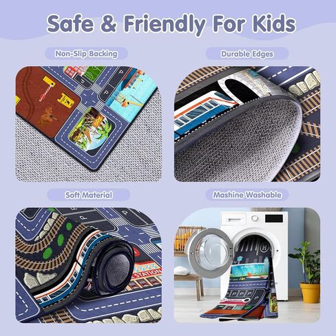 Car Road Kids Rug Carpet Playmat 5x7 - سجاد السيارات للأطفال الأولاد ، أولاد المدينة التعليمية. in Saudi Arabia
