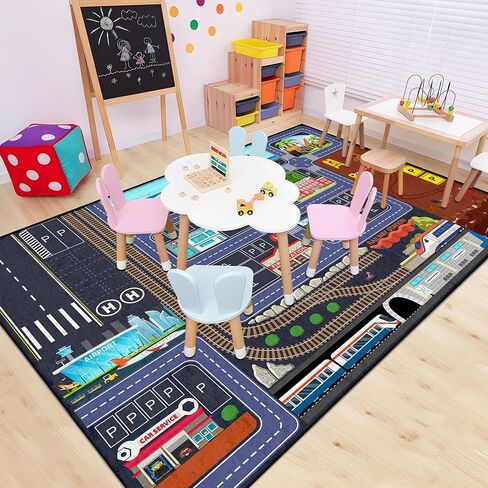 Car Road Kids Rug Carpet Playmat 5x7 - سجاد السيارات للأطفال الأولاد ، أولاد المدينة التعليمية. in Saudi Arabia