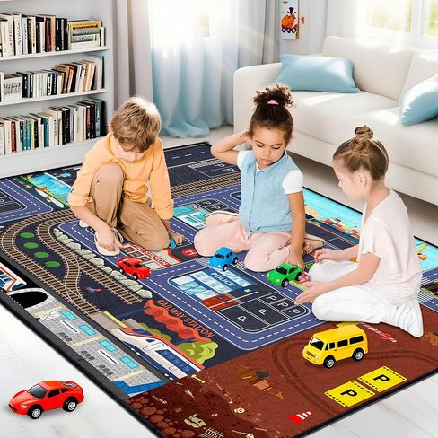 Car Road Kids Rug Carpet Playmat 5x7 - سجاد السيارات للأطفال الأولاد ، أولاد المدينة التعليمية. in Saudi Arabia