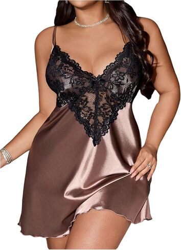 Soly Hux Women's Plus Size Lightgowns Laceless Chemise Pajama Dress Mini Nightdress in Saudi Arabia