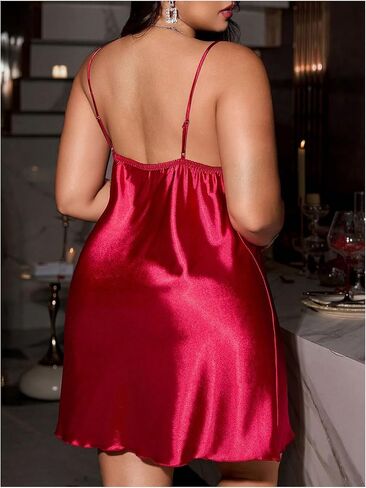 Soly Hux Women's Plus Size Lightgowns Laceless Chemise Pajama Dress Mini Nightdress in Kuwait