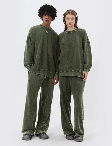Wyeysyt Oversized Sweatshirt for Women Vintage Loose Fit Cotton Sweatshirts Crewneck Baggy Acid Wash Pullover Teen Y2k in Saudi Arabia