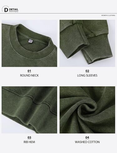 Wyeysyt Oversized Sweatshirt for Women Vintage Loose Fit Cotton Sweatshirts Crewneck Baggy Acid Wash Pullover Teen Y2k in Saudi Arabia