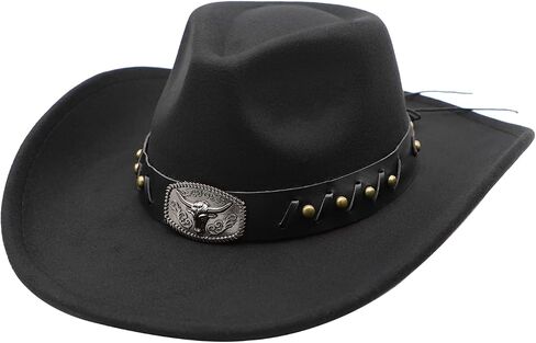 Western Cowboy Hat for Men Wide Brim Cowgirl Hat for Women Unisex Classic Cowboy Hats in Kuwait