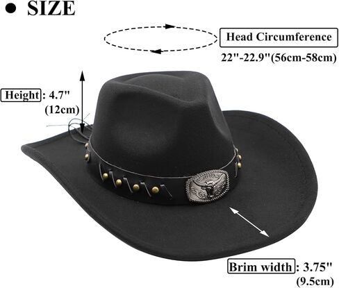 Western Cowboy Hat for Men Wide Brim Cowgirl Hat for Women Unisex Classic Cowboy Hats in Kuwait