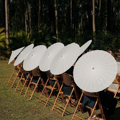 10PCS 23.6 Inch Wedding Paper Umbrellas White Paper Parasol Umbrellas DIY Sun Beach Umbrellas Wedding Props (White) in Saudi Arabia