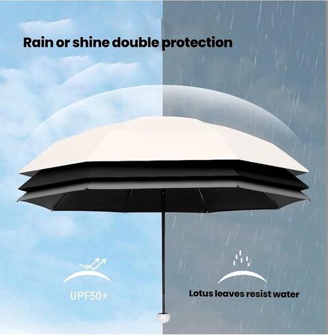 Compact 6-Rib Travel Umbrella with Coating, 5-Fold Portable Sun and Rain Protection Umbrella for Women and Men, off to College (Multiple Colors) in Saudi Arabia