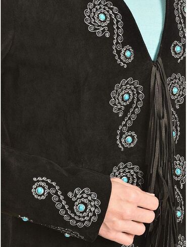 Scully Women's Black Leather Fringe Coat Coat XS in Saudi Arabia