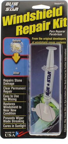 2 Pack Blue-Star Fix Your Windshield Do It Yourself Windshield Repair Kits, Glass Repair KIT Stone Damage CHIP Model # 777 Prevent Stone Damage from Spreading Made in USA in Saudi Arabia