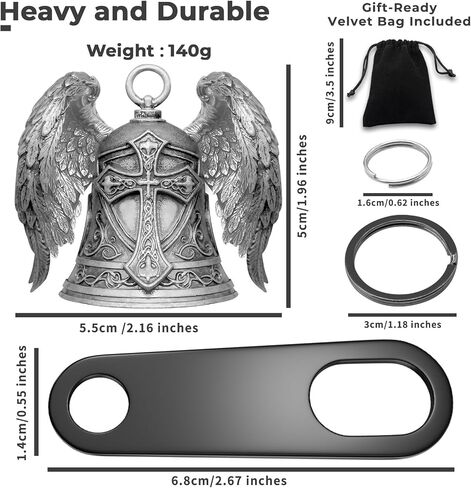 Motorcycle Bell Guardian Angel 3D Biker Gremlin Bell Gift with Motorcycle Bell Hanger, 2 Key Chain Ring, Velvet Bag in Kuwait