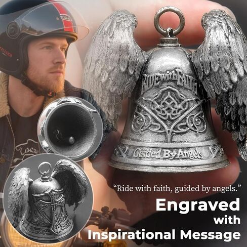 Motorcycle Bell Guardian Angel 3D Biker Gremlin Bell Gift with Motorcycle Bell Hanger, 2 Key Chain Ring, Velvet Bag in Kuwait