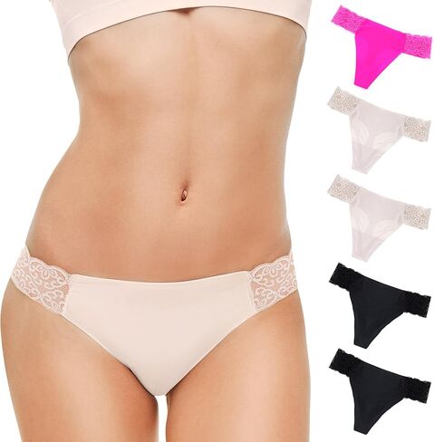 BADARI 5-Pack Seamless Athletic Thongs for Women - Quick Dry No Show Workout Thongs - Seamless Underwear Thong in Saudi Arabia