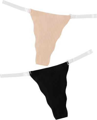 Clear Strap Thong Underwear for Women invisible Underwear Adjustable G String Thongs Briefs 2PCS in Saudi Arabia
