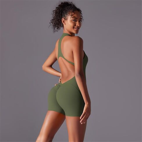Crazynekos النسائية بلا أكمام بذلة zip up bodysuits تجريب يوجا شورتات الوحدات bodycon واحدة قطعة البطن تحكم in Saudi Arabia