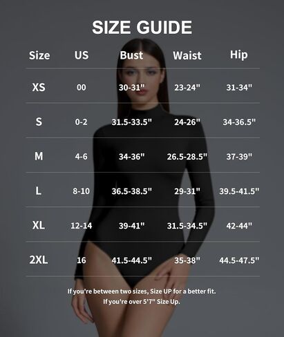 Women’s Mock Turtleneck Bodysuit Long Sleeve, Double lined Body suit Top Suitable for Going out in Kuwait