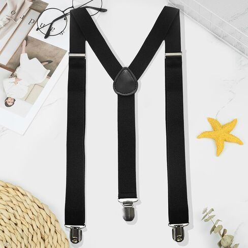 Men's Adjustable Suspenders - Solid Color Braces with 3 Metal Clips, 1" Width in Saudi Arabia