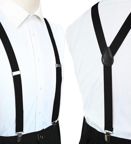 Men's Adjustable Suspenders - Solid Color Braces with 3 Metal Clips, 1" Width in Saudi Arabia