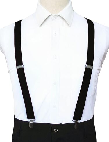 Men's Adjustable Suspenders - Solid Color Braces with 3 Metal Clips, 1" Width in Saudi Arabia