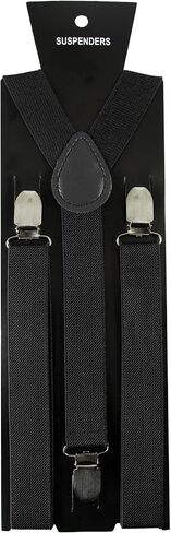Men's Adjustable Suspenders - Solid Color Braces with 3 Metal Clips, 1" Width in Saudi Arabia