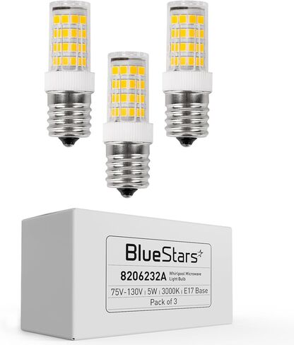 BlueStars 5 Packs Premium E17 Base 8206232A Dimmable LED Light Bulb 3W Equal to 40W Incandescent, 6000K Cold Daylight, 75V-130V for Refrigerator Microwave and Range Hood in Saudi Arabia