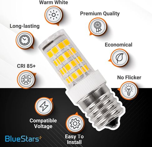 BlueStars 5 Packs Premium E17 Base 8206232A Dimmable LED Light Bulb 3W Equal to 40W Incandescent, 6000K Cold Daylight, 75V-130V for Refrigerator Microwave and Range Hood in Saudi Arabia