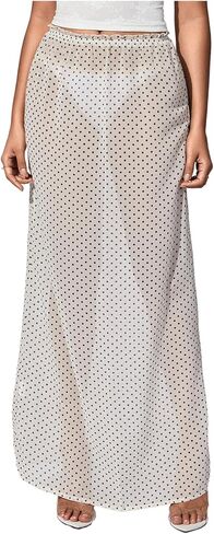 Verdusa Women's Polka Dots Mesh Mesh Skirt Low Weist Maxi Virts in Kuwait